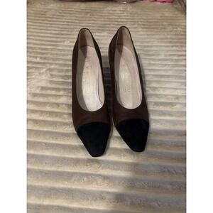 Bruno Magli Womens Brown Black Suede Block Heel Pumps Made in Italy Size 7.5
